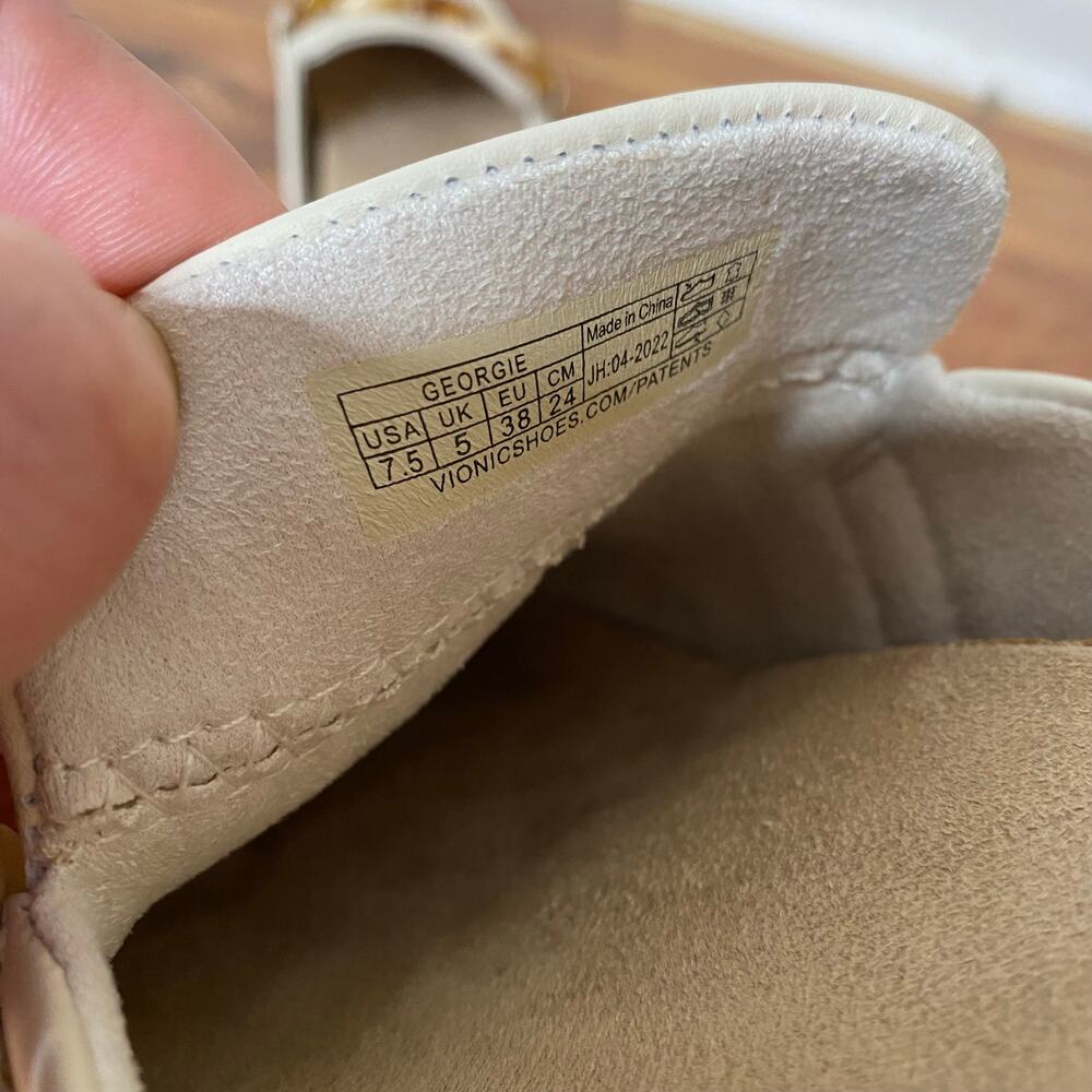 VIONIC Georgie Chain Detail Mule Clog Cream Leather Size 7.5 - Picture 9 of 11